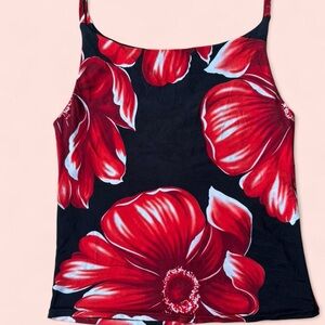 Floral Red and Black Women's Top